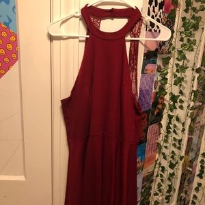 Maroon high neck dress